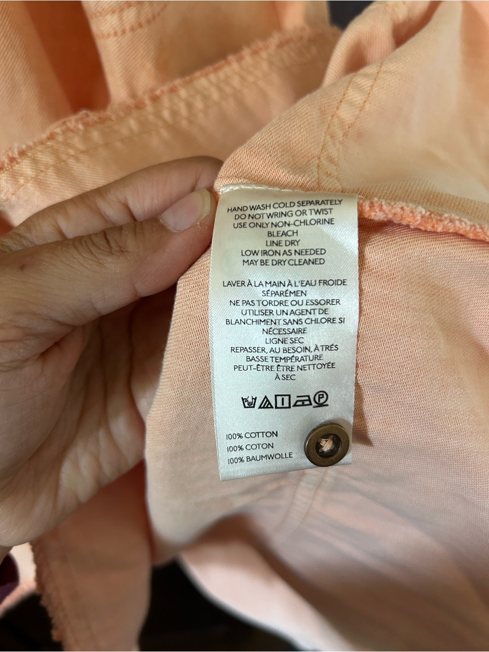 Anthropologie Pilcro Peach Cotton Button Front Skirt - Picture 6 of 6